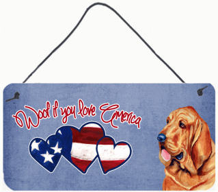 Bloodhound Woof If You Love America Dog Artwork Wall or Door Hanging Prints