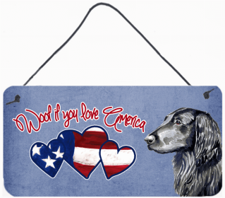 Flat Coated Retriever Woof If You Love America Dog Artwork Wall or Door Hanging Prints