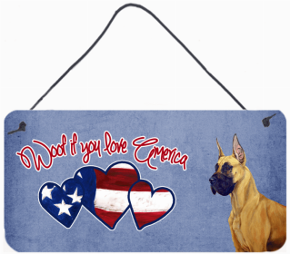 Great Dane 2 Woof If You Love America Dog Artwork Wall or Door Hanging Prints