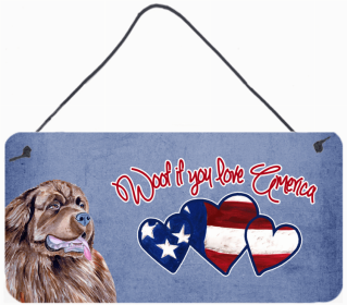 Newfoundland Woof If You Love America Dog Artwork Wall or Door Hanging Prints