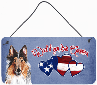 Collie 1 Woof If You Love America Dog Artwork Wall or Door Hanging Prints