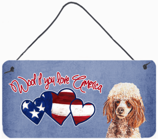 Poodle 2 Woof If You Love America Dog Artwork Wall or Door Hanging Prints