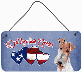 Fox Terrier Woof If You Love America Dog Artwork Wall or Door Hanging Prints