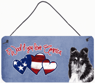 Collie 2 Woof If You Love America Dog Artwork Wall or Door Hanging Prints