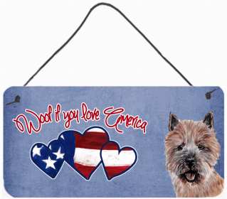 Norwich Terrier Woof If You Love America Dog Artwork Wall or Door Hanging Prints