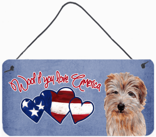 Norfolk Terrier 2 Woof If You Love America Dog Artwork Wall or Door Hanging Prints