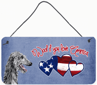 Scottish Deerhound 2 Woof If You Love America Dog Artwork Wall or Door Hanging Prints