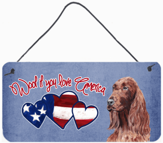 Irish Setter 2 Woof If You Love America Dog Artwork Wall or Door Hanging Prints