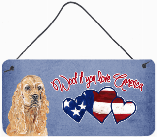 Cocker Spaniel 2 Woof If You Love America Dog Artwork Wall or Door Hanging Prints