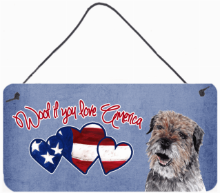 Border Terrier Woof If You Love America Dog Artwork Wall or Door Hanging Prints