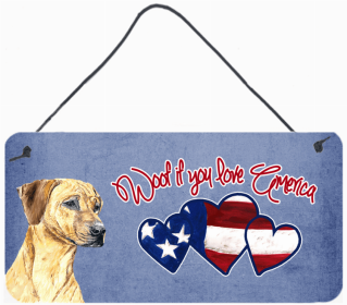 Rhodesian Ridgeback Woof If You Love America Dog Artwork Wall or Door Hanging Prints