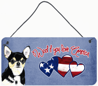 Chihuahua 2 Woof If You Love America Dog Artwork Wall or Door Hanging Prints