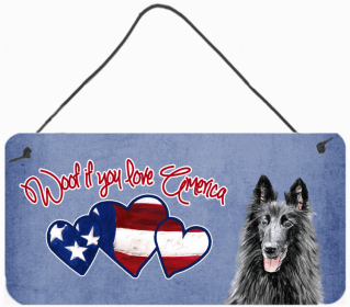 Belgian Sheepdog Woof If You Love America Dog Artwork Wall or Door Hanging Prints