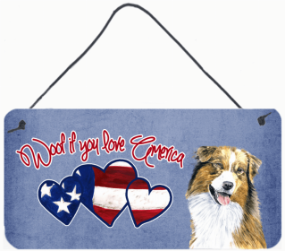 Australian Shepherd Woof If You Love America Dog Artwork Wall or Door Hanging Prints