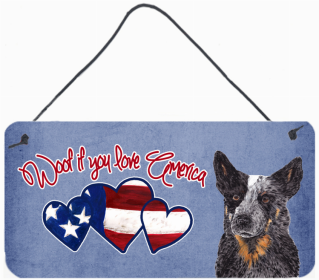 Australian Cattle Dog Woof If You Love America Dog Artwork Wall or Door Hanging Prints