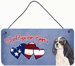 Cavalier King Charles Spaniel 2 Woof If You Love America Dog Artwork Wall or Door Hanging Prints