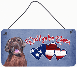 Labrador Retriever 2 Woof If You Love America Dog Artwork Wall or Door Hanging Prints