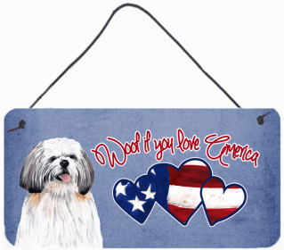 Shih Tzu 2 Woof If You Love America Dog Artwork Wall or Door Hanging Prints