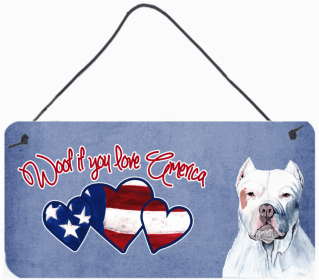 Pit Bull Woof If You Love America Dog Artwork Wall or Door Hanging Prints