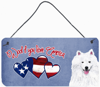 American Eskimo Woof If You Love America Dog Artwork Wall or Door Hanging Prints