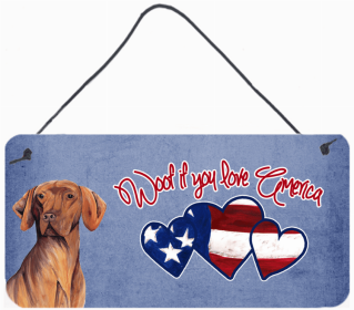 Vizsla 2 Woof If You Love America Dog Artwork Wall or Door Hanging Prints