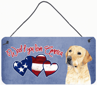 Labrador Retriever 3 Woof If You Love America Dog Artwork Wall or Door Hanging Prints