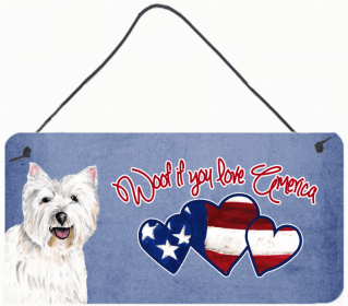 West Highland White Terrier Woof If You Love America Dog Artwork Wall or Door Hanging Prints