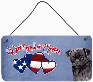 Pug 3 Woof If You Love America Dog Artwork Wall or Door Hanging Prints