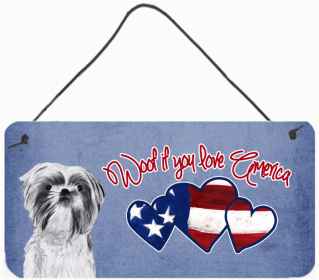 Shih Tzu 3 Woof If You Love America Dog Artwork Wall or Door Hanging Prints