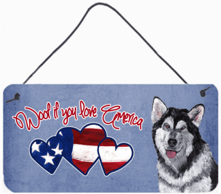 Alaskan Malamute 2 Woof If You Love America Dog Artwork Wall or Door Hanging Prints