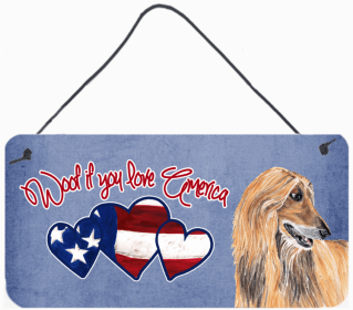 Afghan Hound Woof If You Love America Dog Artwork Wall or Door Hanging Prints