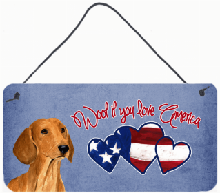 Dachshund Woof if you love America Dog Art Wall or Door Hanging Prints