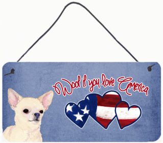 Chihuahua Woof if you love America Dog Art Wall or Door Hanging Prints