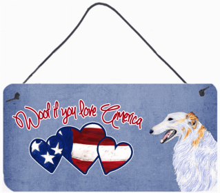 Borzoi Woof if you love America Dog Art Wall or Door Hanging Prints