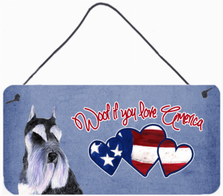 Schnauzer Woof if you love America Dog Art Wall or Door Hanging Prints