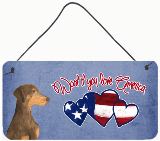 Doberman 1 Woof if you love America Dog Art Wall or Door Hanging Prints