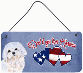 Maltese 1 Woof if you love America Dog Art Wall or Door Hanging Prints