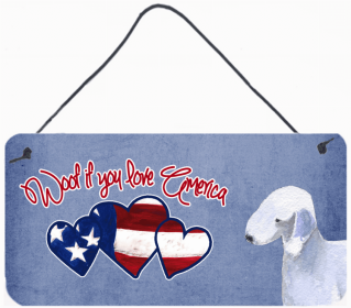 Bedlington Terrier Woof if you love America Dog Art Wall or Door Hanging Prints