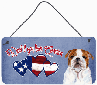 Bulldog Woof if you love America Dog Art Wall or Door Hanging Prints