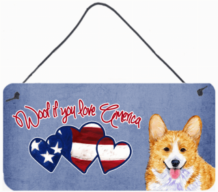 Corgi Woof if you love America Dog Art Wall or Door Hanging Prints