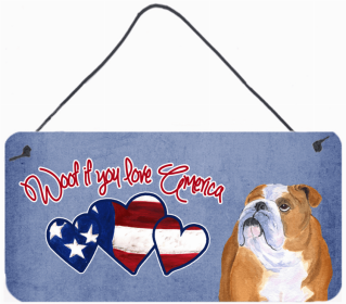 Bulldog 1 Woof if you love America Dog Art Wall or Door Hanging Prints