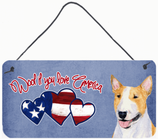 Bull Terrier Woof if you love America Dog Art Wall or Door Hanging Prints