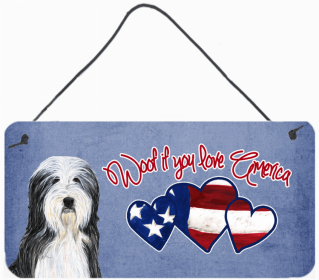 Bearded Collie Woof if you love America Dog Art Wall or Door Hanging Prints