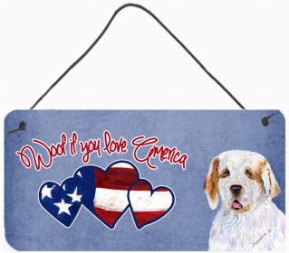 Clumber Spaniel Woof if you love America Dog Art Wall or Door Hanging Prints