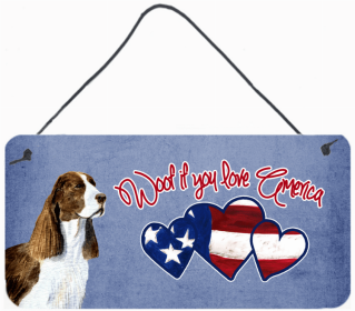 Springer Spaniel Woof if you love America Dog Art Wall or Door Hanging Prints