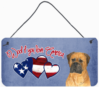 Bullmastiff Woof if you love America Dog Art Wall or Door Hanging Prints