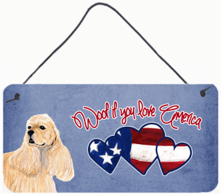 Cocker Spaniel 1 Woof if you love America Dog Art Wall or Door Hanging Prints