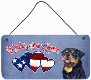 Rottweiler Woof if you love America Dog Art Wall or Door Hanging Prints