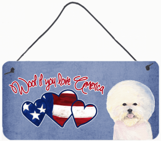 Bichon Frise Woof if you love America Dog Art Wall or Door Hanging Prints