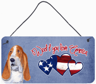 Basset Hound Woof if you love America Dog Art Wall or Door Hanging Prints